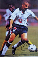 RIO FERDINAND ENGLAND,  AUTOGRAPHED MAGAZINE PICTURE.
