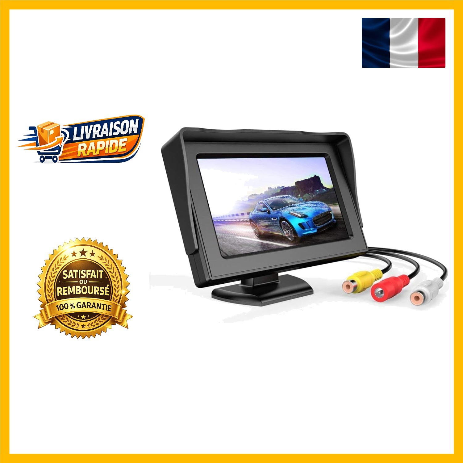 Caméra de recul voiture avec moniteur 4.3 pouces écran kit de recul étanche