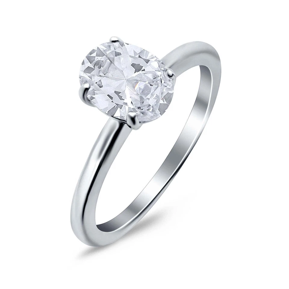 Solitaire Oval Cathedral Wedding Engagement Ring CZ 925 Sterling Silver 9mm - Image 2 of 4