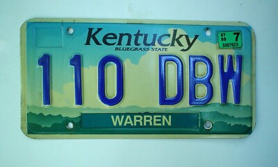 Old 1999 Kentucky License Plate 110-DBW Embossed Vintage Warren County ...
