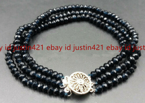 3 Rows Faceted 2x4mm Topaz/Jade/Agate Rondelle Gems Beads Bracelet 7.5'' AAA - Picture 32 of 32