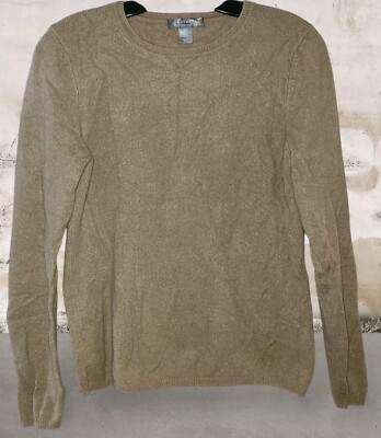 CHARTER CLUB 2-Ply Cashmere Womens size M Tan Round Neck