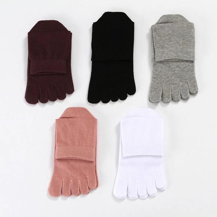 5 Pairs Split Toe Socks for Women Short Tube Solid Color 5 Finger Cotton Socks - Image 2 of 4