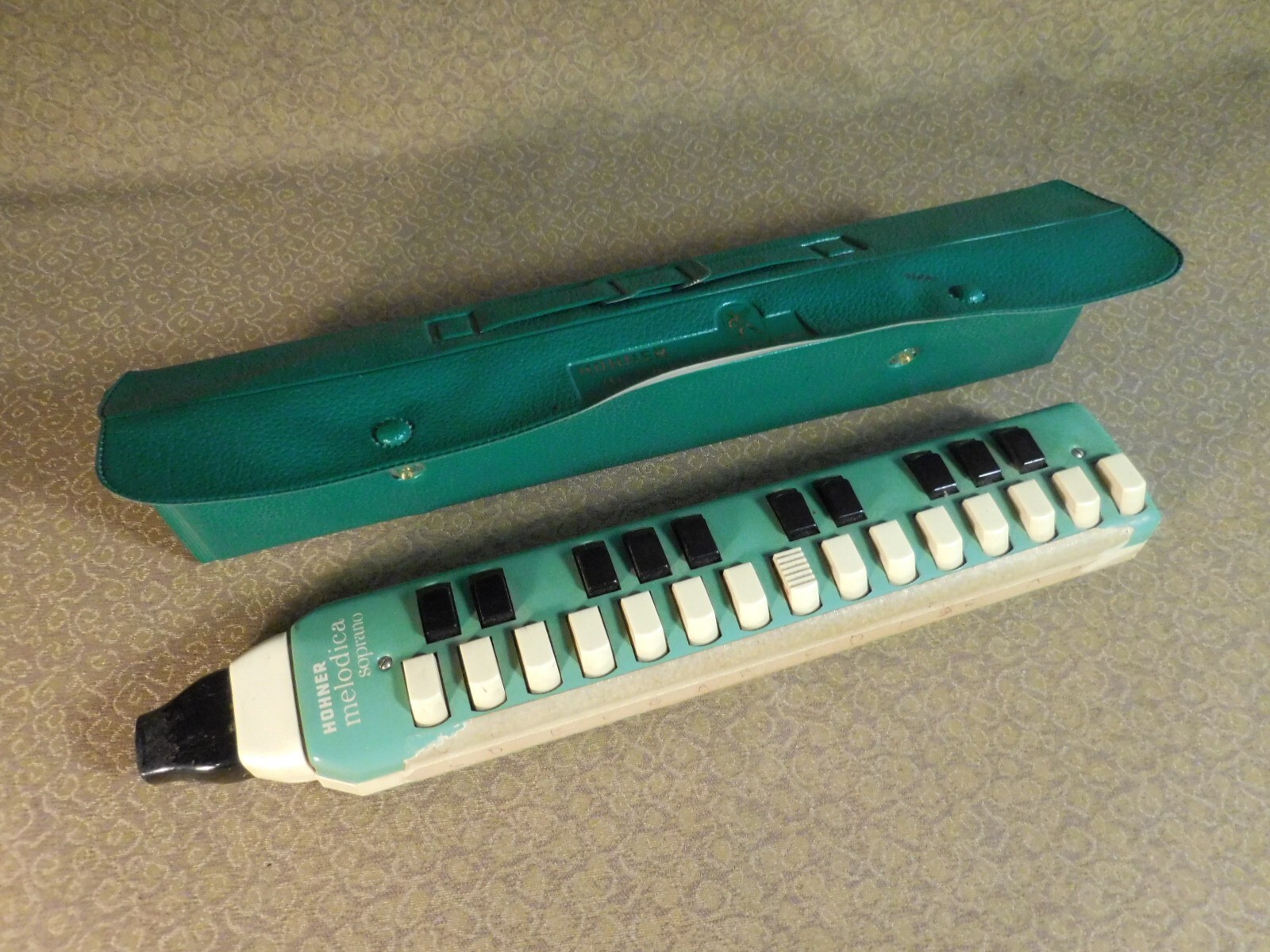 Vintage Green Hohner Melodica Soprano Musical Instrument in Case Made