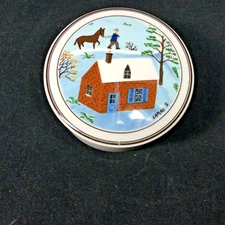 Vintage Villeroy & Boch Naif Winter Laplau Round Trinket Box