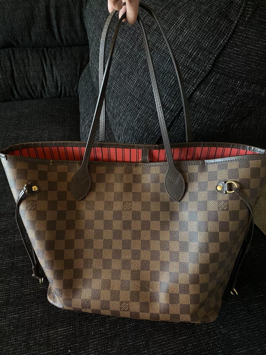 Louis Vuitton Brown Damier Ebene Coated Canvas Neverfull mm Gold Hardware, 2019 (Like New), Womens Handbag