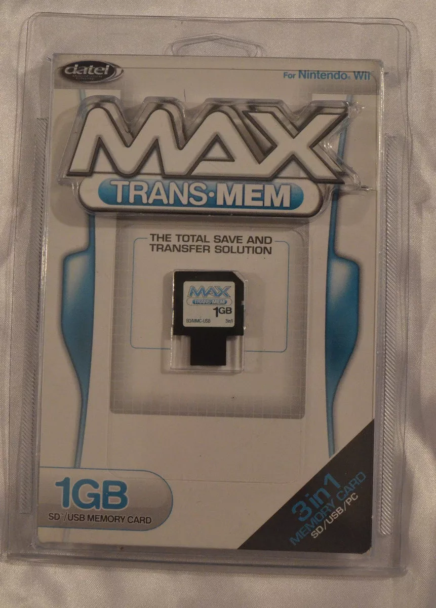 1 GB Datel Max Trans Mem Memory Card for Nintendo Wii SD USB