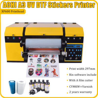 A3 UV DTF Printer Varnish Transfer Sticker Printing AB Film Dual XP600 Nozzle