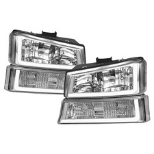 For 03-06 Chevy Silverado Avalanche W Led Drl Headlights Headlamps Chrome Clear