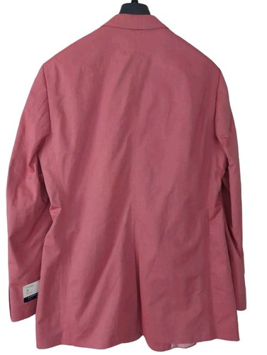 New Saddlebred Blazer Mens 44L Red Salmon Cotton Sport Coat 2 Button Jacket - Picture 7 of 12