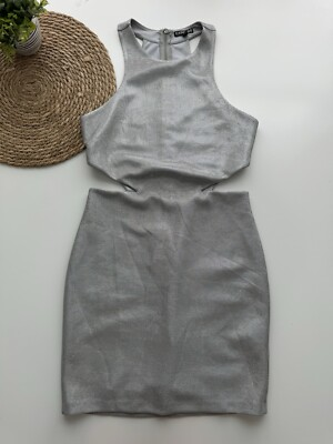 #ad #ad Express Silver Cutout Sheath Dress Size 8 $24.99