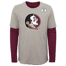 Outerstuff Florida State Seminoles NCAA Youth 3 in 1 Combo Tee, Garnet/Grey