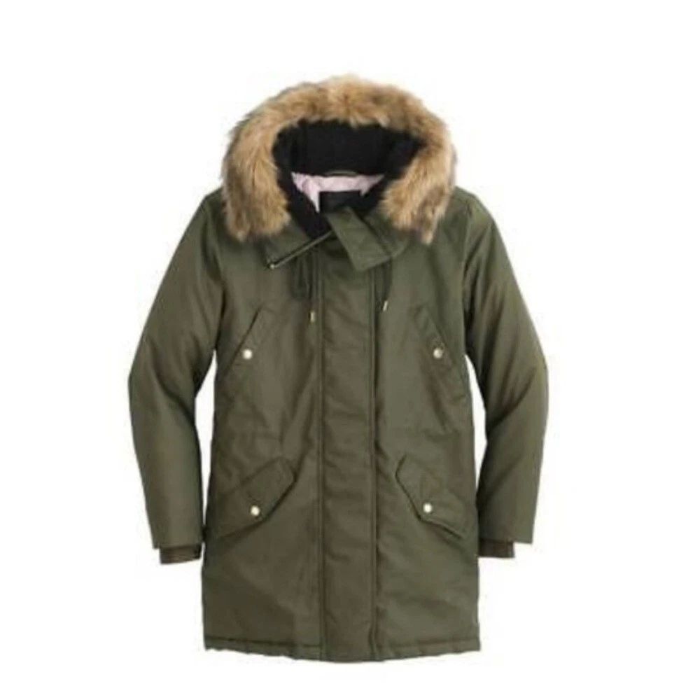 Veste Matelassée Femme J.Crew Avec Capuche - Vert Olive XXL - Primaloft - Neuve Avec Étiquette