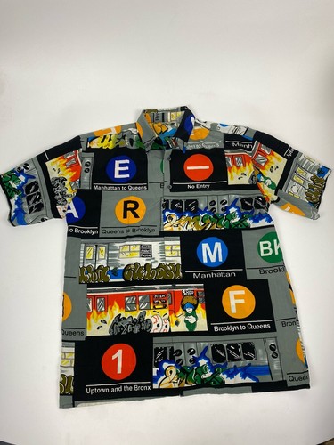 Camisa De Colección UP ROC-NUEVA YORK/BROOKLYN/BRONX/QUEENS Subway GRAFFITI L Botón - Imagen 2 de 11