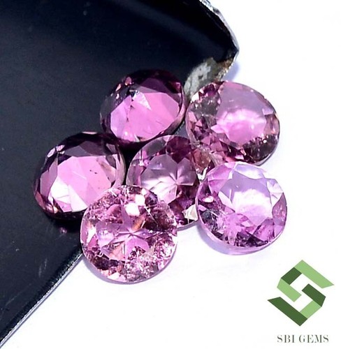 2.79 CTS Natural Pink Tourmaline Round Cut 5 mm Lot 06 Pcs Loose Gemstones - Picture 2 of 6