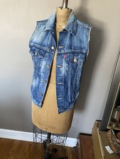 Levi's Trucker Vest Women  s XS Distressed Denim