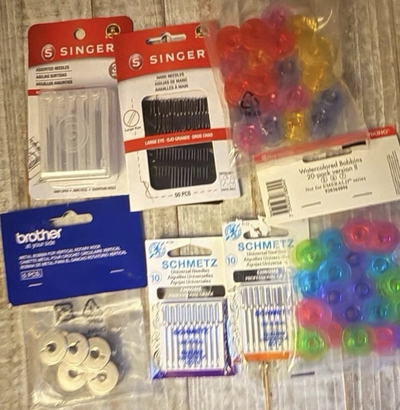 Lot New Sewing Machine Needles And Bobbins Singer Schmetz Dritz Kenmore