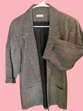 Doncaster Ladies Open Front Medium 3/4 Sleeves 100 Silk Jacket Tweed 2 Pockets