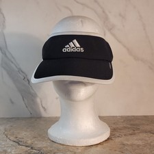 ADIDAS BLACK WHITE EMBROIDERED LOGO AEROREADY SUNVISOR HAT