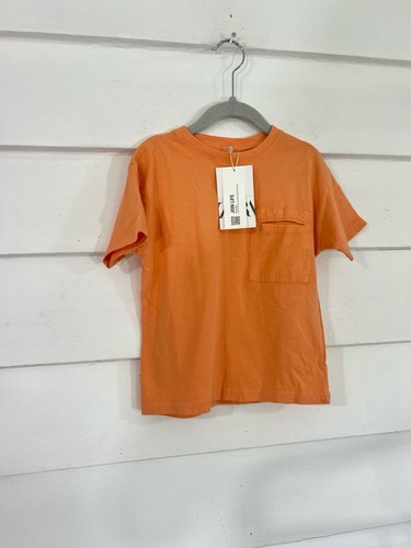 ZARA Kids Boy Orange Short Sleeve T-Shirt 100% Cotton 4-5 4 5 years 110 cm y705c - Picture 4 of 14