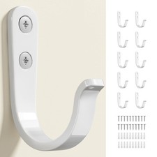 10 PCS Wall Hooks for Bathroom Kitchen Closet Garage White Metal 40 lbs
