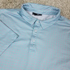 Greenside Golf Mens Large Blue AOP Floral Performance Stretch Polo Short Sleeve