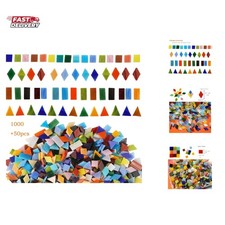 1050 Pieces Mixed Shapes Glass Mosaic Tiles for Crafts, Colorful Stained Glas...