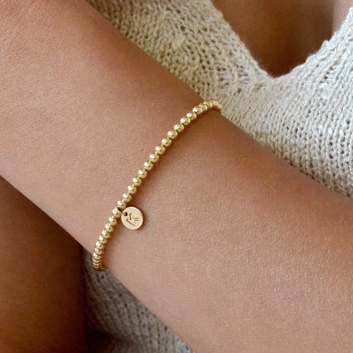 Gold Initial Bracelets for Women Jewelry - 18K Gold Plated Beaded Letter T Initi - Picture 7 of 7