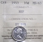 1953 NSF Canada 10 cents ICCS graded MS-63