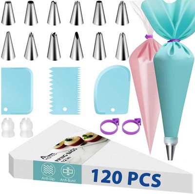 Piping Bags and Tips Set, 120 Pcs Cake Decorating Kit with 100Pcs 12 Inch