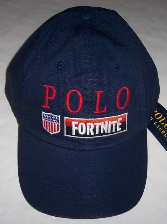 Cappello berretto da ballo uomo Polo Ralph Lauren blu navy rosso FORTNITE LOGO BIANCO pony nuovo con etichette