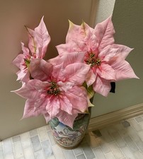 Allstate Floral Realistic Light Pink Poinsettia Christmas Stem 25  x 12  