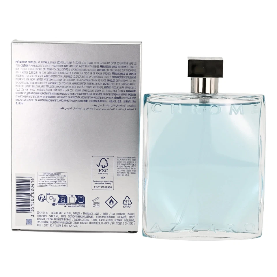 CHROME AZZARO Hombres Colonia 6.7 / 6.8 OZ edt Hombres Nuevo en Caja Foto 3 de 4