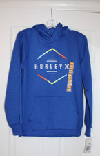 New boys HURLEY blue logo pull-over hoodie Size 18/20