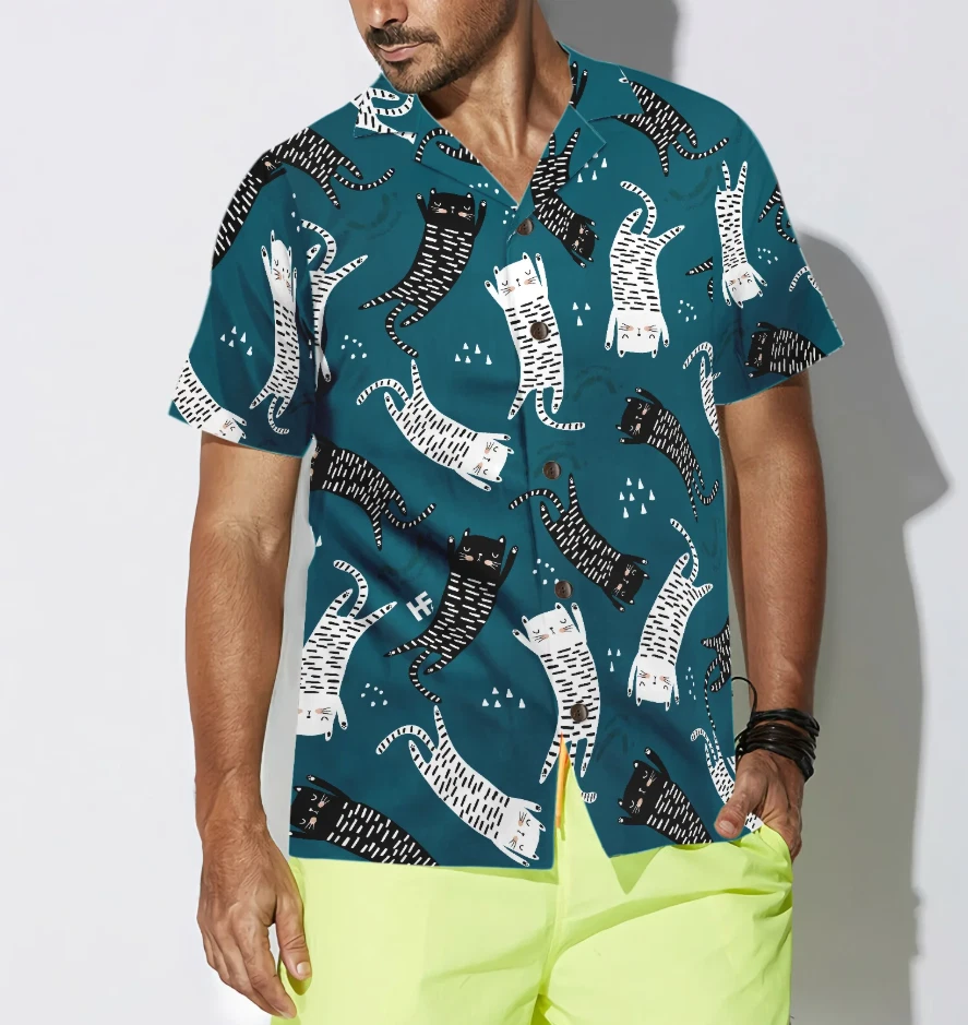 Seamless Pattern With Funny Cats Hawaiian Shirt