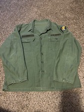 Vintage US Army OG-107 Sateen Shirt Jacket Vietnam Era Patch