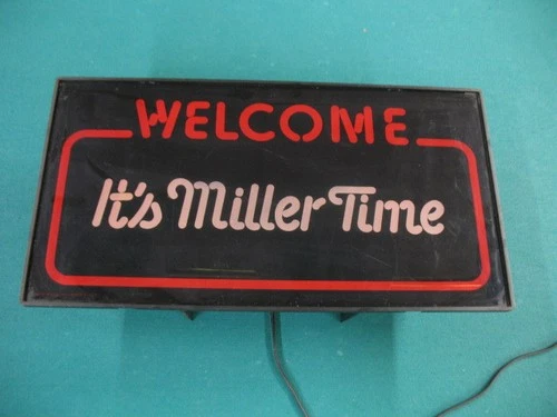 Vintage 1982 Welcome Its Miller Time Beer Electric Bar Sign Light Man Cave