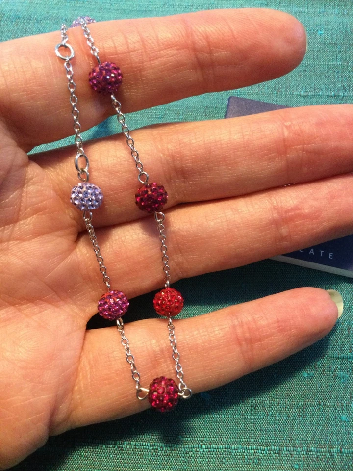 Brazalete de cristal soplado rojo/rosa Swarovski firmado genuino, en caja con etiqueta Foto 3 de 4