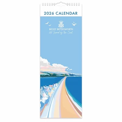 PORTICO DESIGNS LTD Becky Bettesworth, Seaside Poster Art Slim Calendar 2026 - Regional