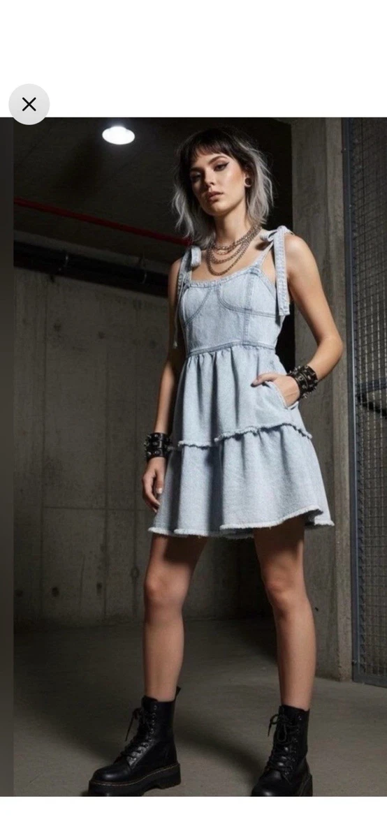 plein sud seam corset denim flare dress Detail Mini | Dress The scoop neckline and Jean dress ideas | July25_LinenDraft Size:UK 4 / US 0
