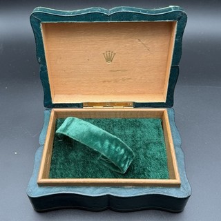 ROLEX GREEN LEATHER WATCH PRESENTATION BOX GOLD CROWN LOGO VELVET INTERIOR