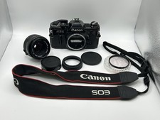 Canon AE-1 Black 35mm SLR Film Camera w/ FD 50mm f/1.8 Lens Strap Filter Japan
