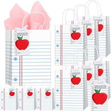 24 Sets Back to School Teacher Gift Bags Lined Notebook Paper Bags with Tissu...