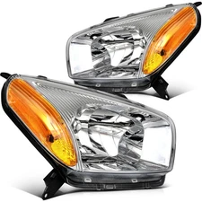Headlights Assembly Fits 2001-2003 Toyota RAV4 Chrome Housing w/Amber Left+Right