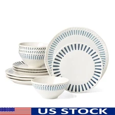 12-Piece Stoneware Dinnerware Set 4 Dishwasher & Microwave Safe Tableware New