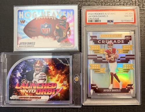 Jayden Daniels Crusade #CJDS PSA 8, Launched Into Orbit #LIO-10 RC & Hog Heaven