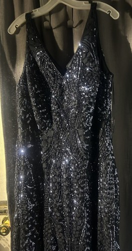David And Bridal V Neck All Over Pattern Sequin 16w Dress - Picture 7 of 7