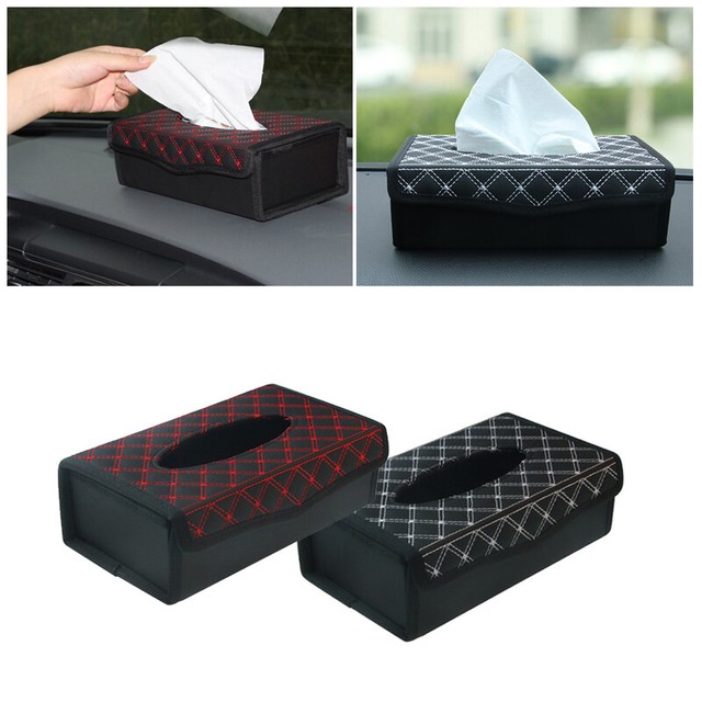 Sport PU Leather Tissue Paper Box Cover Holder Car Truck Desk Dashboard