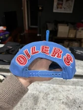 Vintage 90s Houston Oilers Apex One Wool Blockhead SnapBack Hat Cap NFL Football
