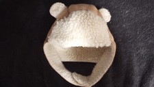 Baby Gap Beige Faux Suede Shearling Lined Bear Ears Trapper Hat 0-3 months